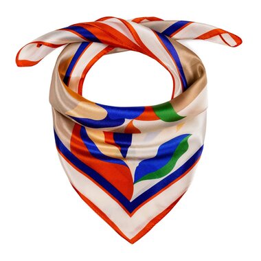 Foulard Carré En Soie Décor Feuilles D'automne Vert-olive Marron - Occasion, Style Campagne