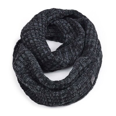 Ensemble écharpe Tubulaire (snood) + Bonnet Tricoté Main - Noir Avec Touches Colorées - Neuf (fait Main)