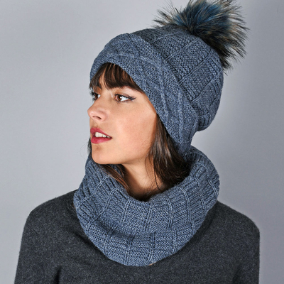 Ensemble hiver bonnet et snood femme Noir Komin