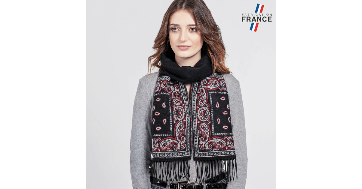 Écharpe carrée bandana noir | Justine
