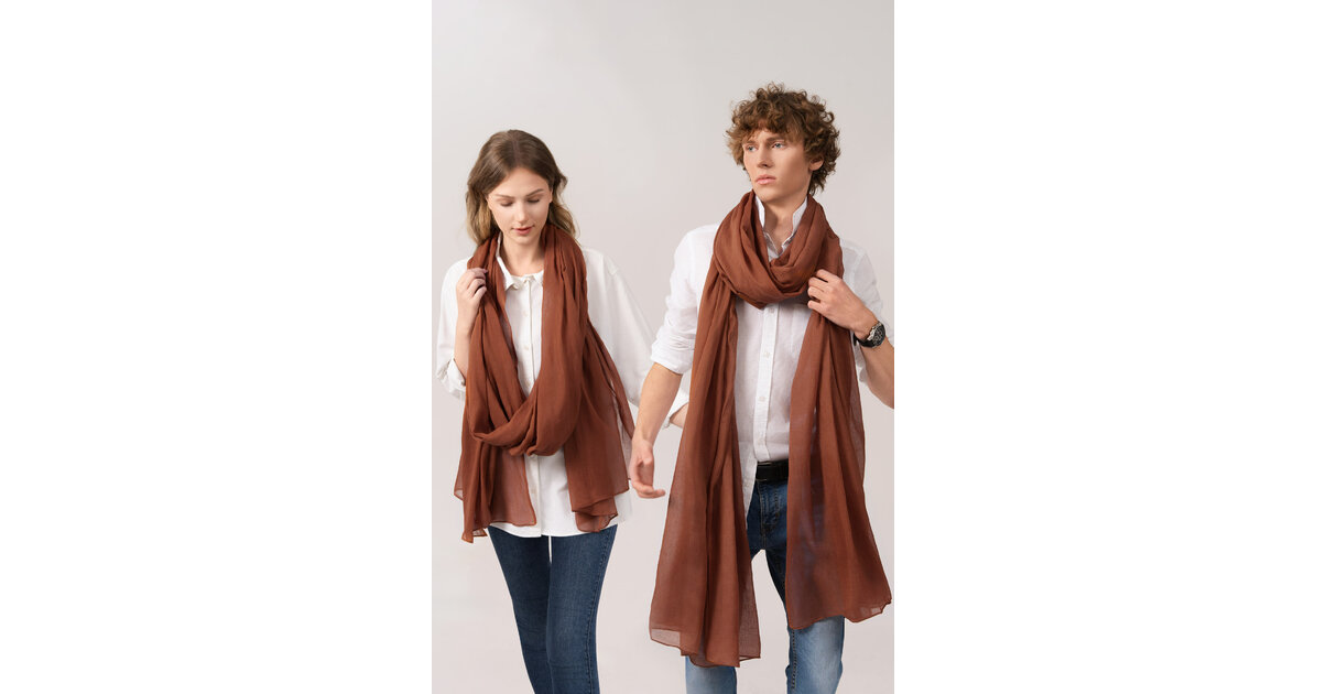 Chèche En Coton Uni - Marron Tourbe - 80 X 160 Cm - Marque CLJ - Neuf Avec étiquettes