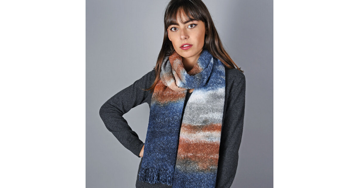 Écharpe Légère Foulard Dégradé Gris Bleu - Style Ombré Très Doux - Neuve - Modèle ZC517