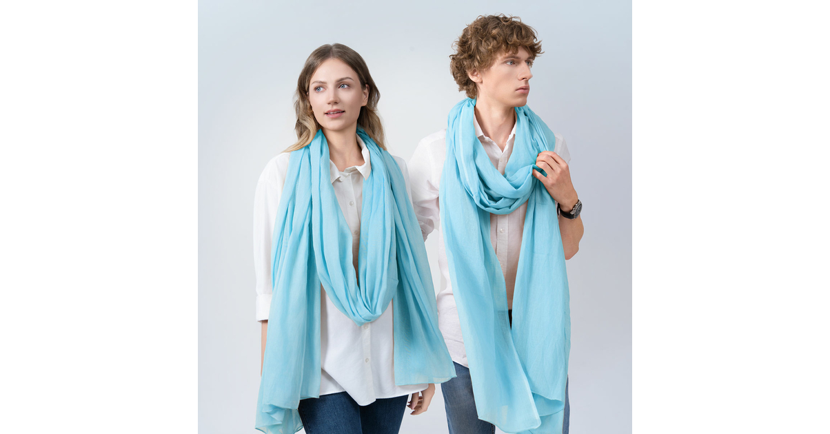Foulard pompon rayé bleu blanc - Papa Pique et Maman Coud