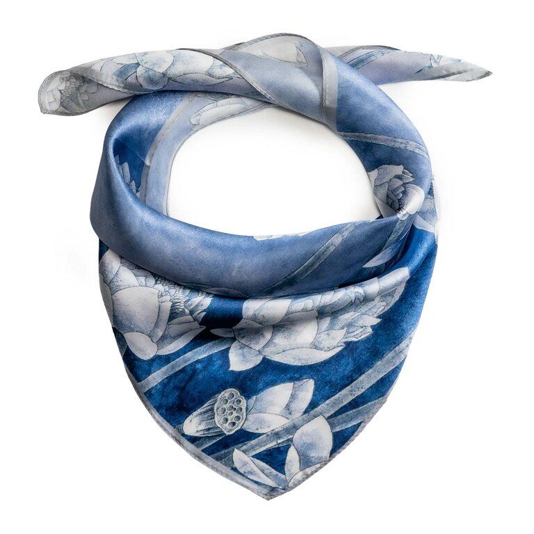 Foulard/Carré En SOIE 100% - Roulé Main - Vintage - 26g - Blanc - Accessoire élégant
