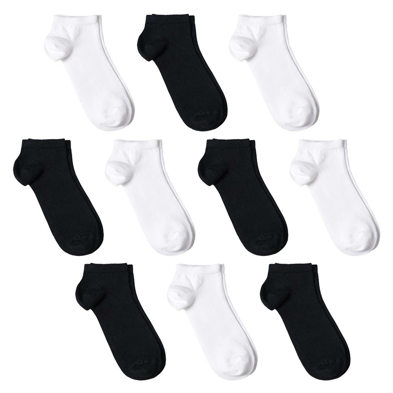 Socquettes Femme coton - Assortiment Noir/Blanc 2 paires