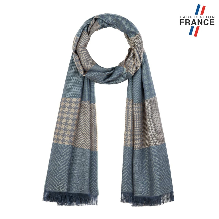 Wollhuhn Écharpe Tube Maxi Tracteur – Foulard Léger Réversible Coton Bio, Gris/Bleu, Enfant 1-2 Ans & Plus