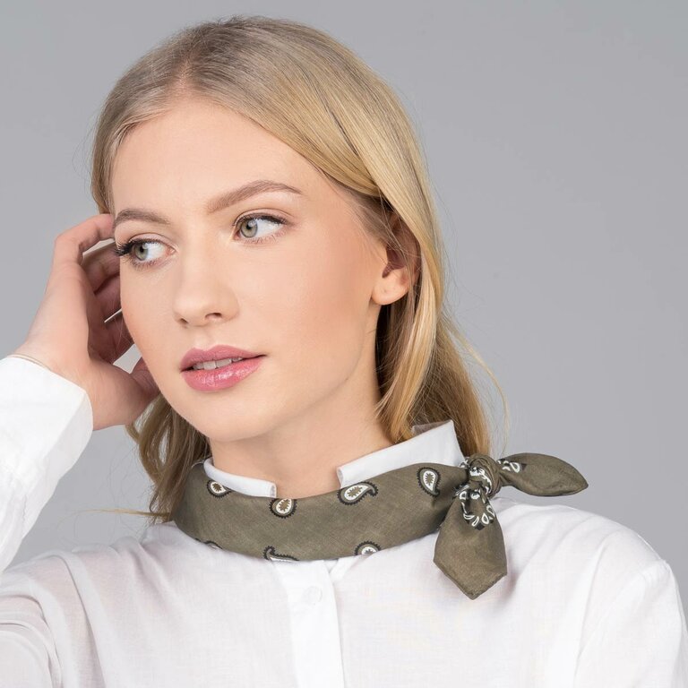 Bandana (foulard Carré) 100% Coton Bicolore - Blanc, Marron, Bleu - Neuf Avec étiquette