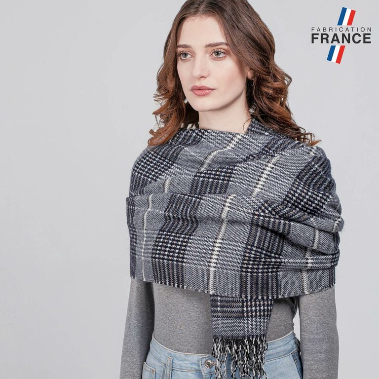 Châle Espagnol Vintage à Franges - Noir Et Gris Multicolore - Polyester - Neuf Avec étiquettes