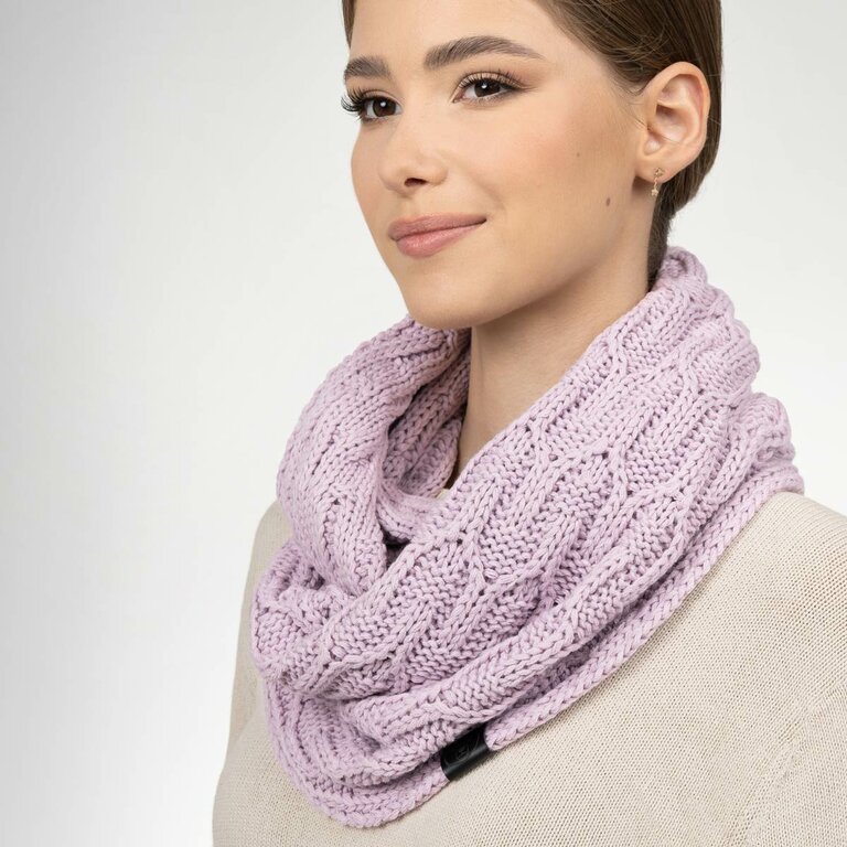 Snood (foulard/capuchon) Fait Maison - Couleurs Violet Pailleté, Blanc, Pêche - Neuf