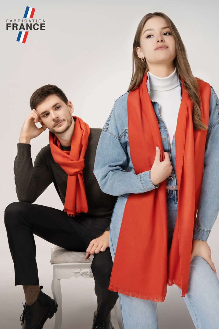 Rotfuchs Écharpe d'été pour homme et femme - En coton - Orange uni