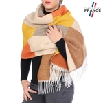 Chale-femme-patchwork-beige-orange-AT-05522