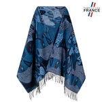 Chale-femme-franges-bleu-marine-AT-05507