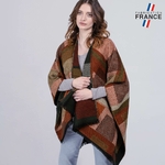 Poncho-femme-motif-patchwork-orange-brun-fabrication-en-france--AT-06647_W12-1FR