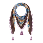 Foulard-femme-carre-marron-a-pompon---AT-06811