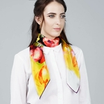 Foulard-soie-pour-femme-motif-orange-et-fleurs-AT-06396