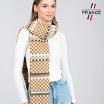 Echarpe-femme-beige-motif-damier-fabriquee-en-France--AT-06234_W1_12x12-FR