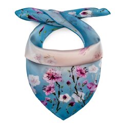 Foulard Carré En Soie 100% Endue - Roulotté Main - 87 Cm - Rouge - Occasion Vintage