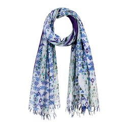 Foulard Fleurs Naïves En Soie Et Coton - 170x80 Cm, Style Chèche, Occasion Très Bon état