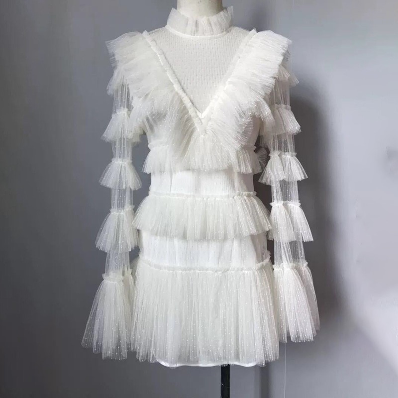 AC-2019-luxe-mode-printemps-dentelle-femmes-blanc-maille-Flare-manches-volants-robes