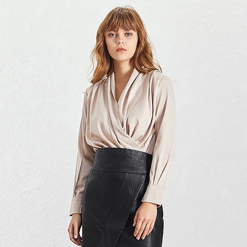 Deuxtwinstyle-Patchwork-solide-t-drap-Blouse-femmes-col-en-V-manches-longues-Slim-chemise-hauts-femme