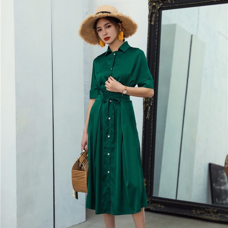 TWOTWINSTYLE-Chiffon-Dress-Female-Lace-Up-Short-Sleeve-High-Waist-Sexy-Split-Long-Dresses-Summer-Women