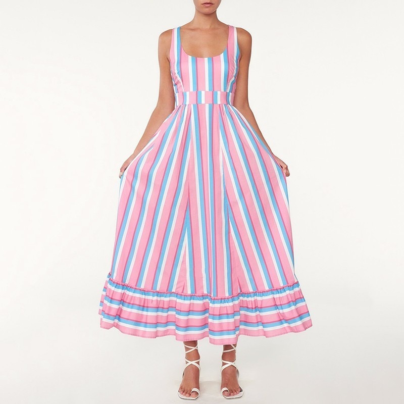 TWOTWINSTYLE-Striped-Print-Dress-Off-Shoulder-Backless-Strapless-Tunic-High-Waist-Long-Mermaid-Dresses-Ladies-Sexy