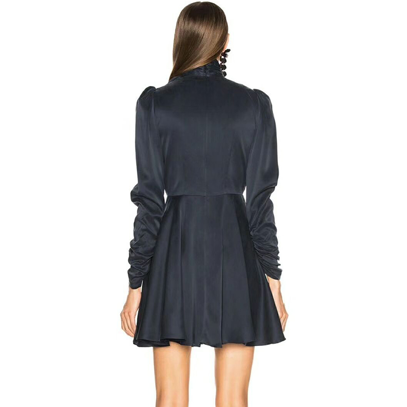 TWOTWINSTYLE-Bow-Collar-Dresses-Female-High-Waist-Lace-Up-Long-Sleeve-Mini-A-Line-Dress-For