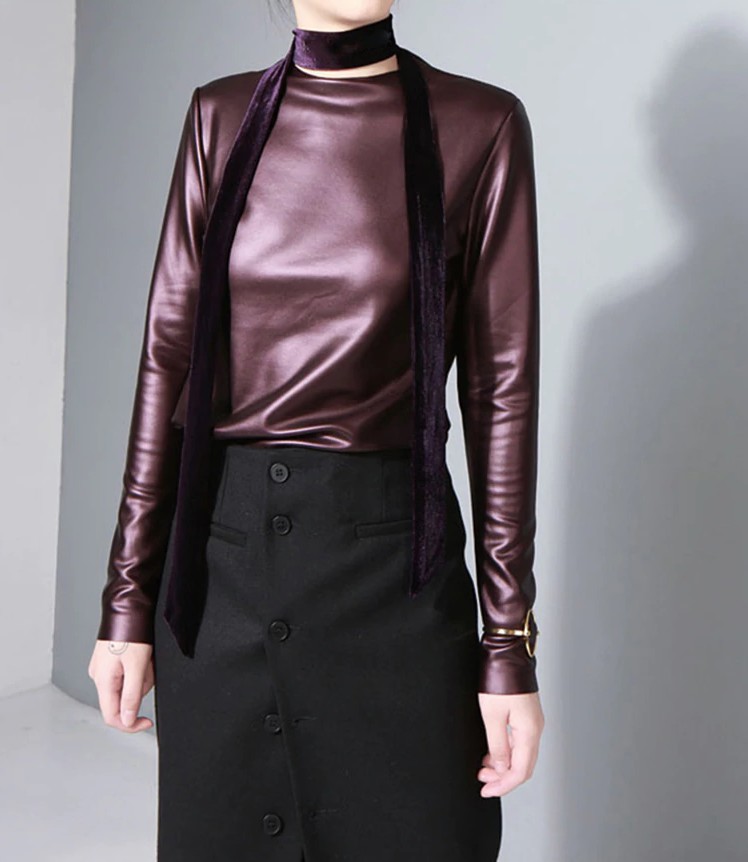 Tee Shirt Glossy Effet Simili Cuir ROB 3 Coloris