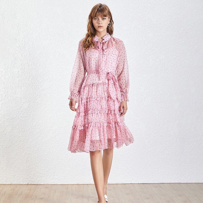 Robe Mi longue à Pois Volantée GAJA 2 Coloris