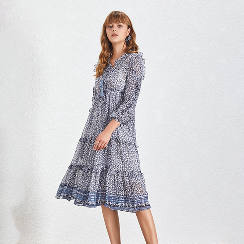 TWOTWINSTYLE-Vintage-Print-A-Line-Women-Dress-O-Neck-Long-Sleeve-Tassel-High-Waist-Bandage-Dresses