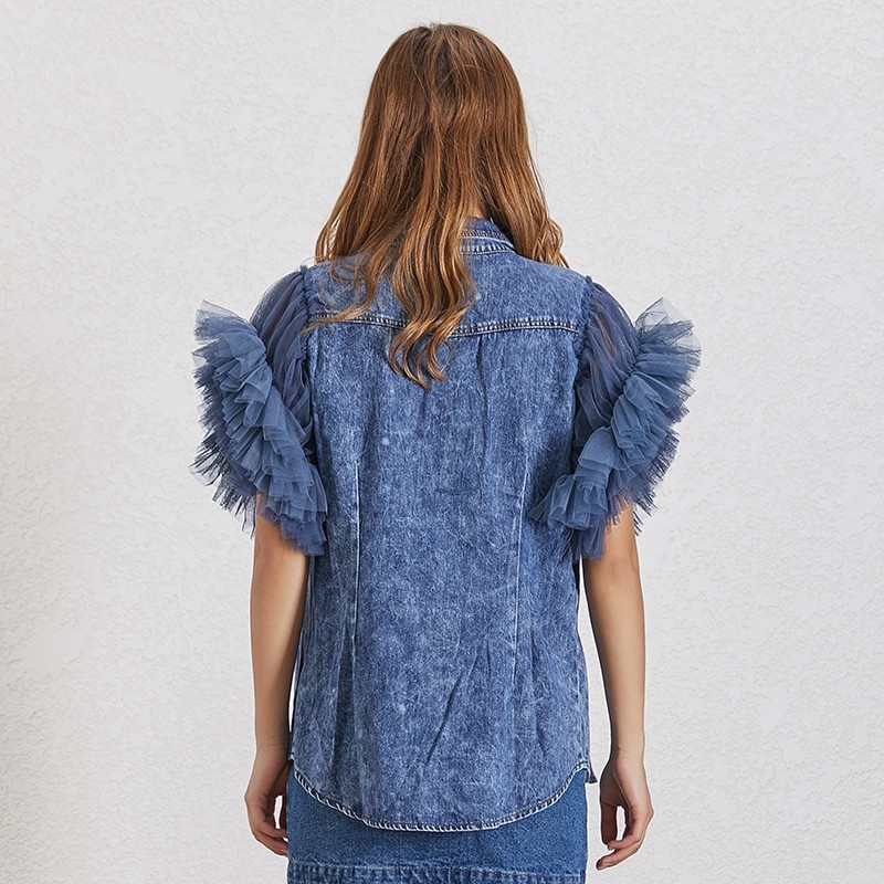 Deuxtwinstyle-t-maille-Patchwork-femmes-veste-revers-sans-manches-bouton-grande-taille-Denim-manteau-femme-mode
