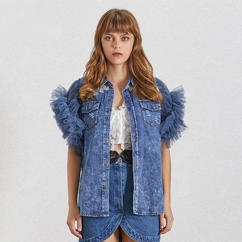 Deuxtwinstyle-t-maille-Patchwork-femmes-veste-revers-sans-manches-bouton-grande-taille-Denim-manteau-femme-mode