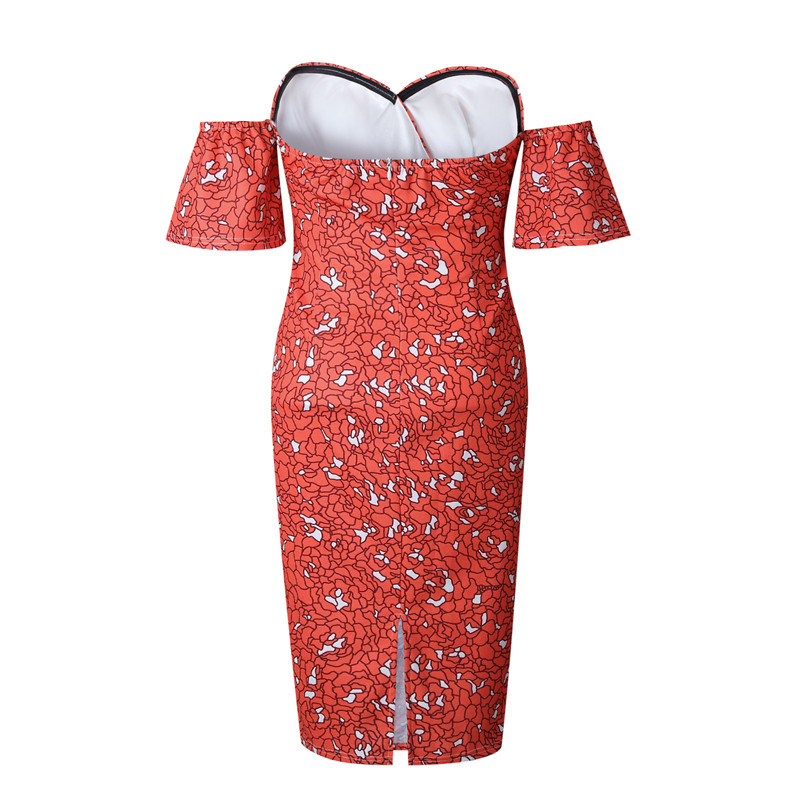 Sexy-Sans-Bretelles-Encolure-Dames-Moulante-Partie-Robes-Femmes-D-t-2017-Backless-Imprimer-Orange-Club