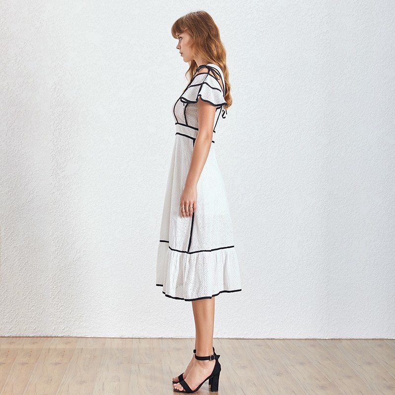 Deuxtwinstyle-l-gant-vider-robe-pour-les-femmes-O-cou-manches-courtes-taille-haute-Bandage-Midi