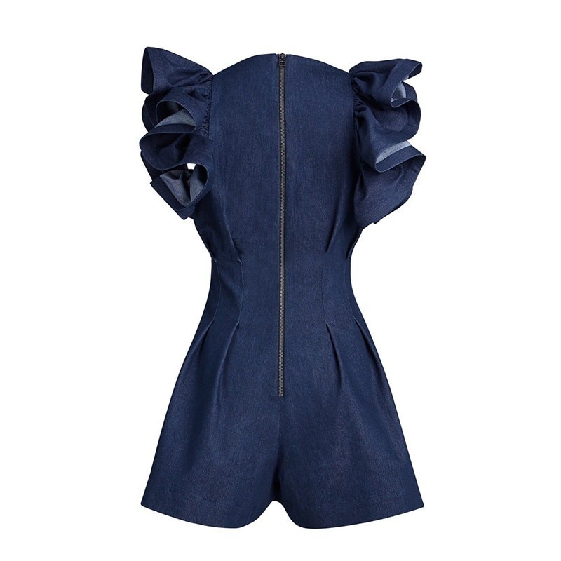 TWOTWINSTYLE-Black-Jumpsuits-For-Women-V-Neck-Ruffle-Sleeve-High-Waist-Short-Pants-Female-2019-Spring