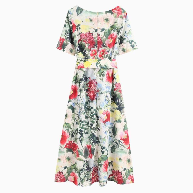 Women-Summer-Dresses-2019-New-Fashion-Floral-Prints-Sashes-Belt-Short-Sleeve-Lady-s-Casual-Mid