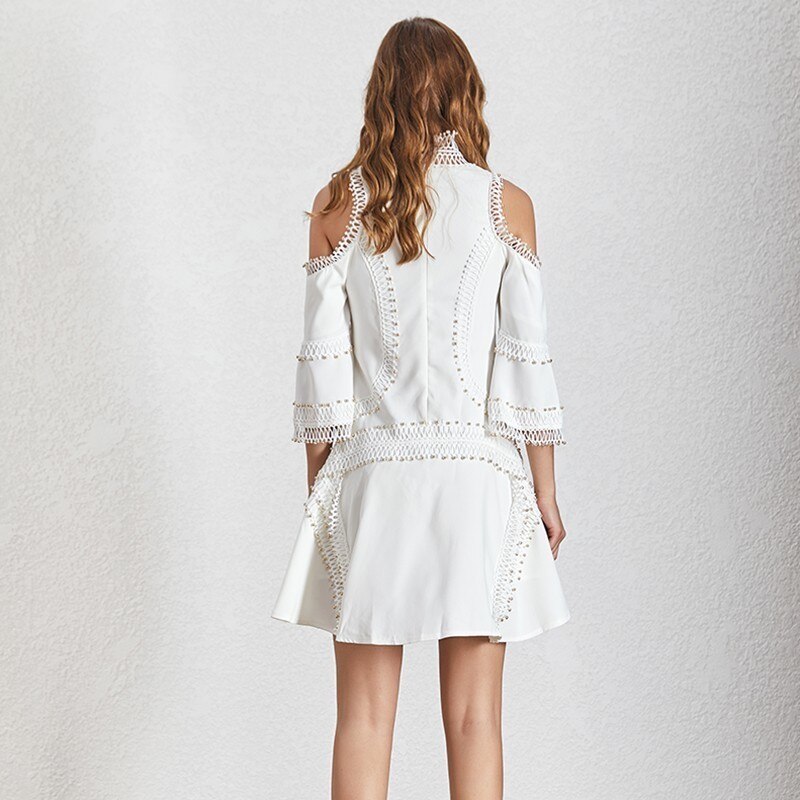 Deuxtwinstyle-perles-Patchwork-femmes-robe-hors-paule-Stand-Flare-manches-taille-haute-Mini-robes-femme-mode