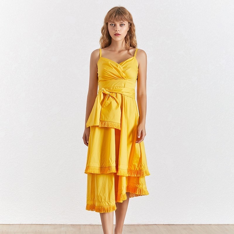 Deuxtwinstyle-Sexy-Spaghetti-sangle-robe-femmes-sans-manches-taille-haute-lacets-dos-nu-gland-Patchwork-robes