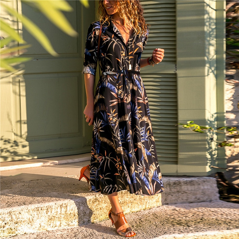 Autumn-Winter-Dress-Boho-Long-Sleeve-Maxi-Dress-For-Women-Bandage-Floral-Print-Beach-Dress-Turn