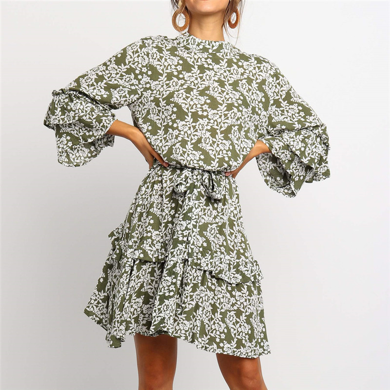 2019-robe-volants-femmes-t-Boho-imprim-Floral-Mini-robe-de-plage-Vintage-ceintures-une-ligne