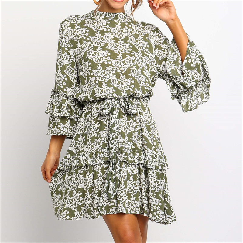 2019-robe-volants-femmes-t-Boho-imprim-Floral-Mini-robe-de-plage-Vintage-ceintures-une-ligne