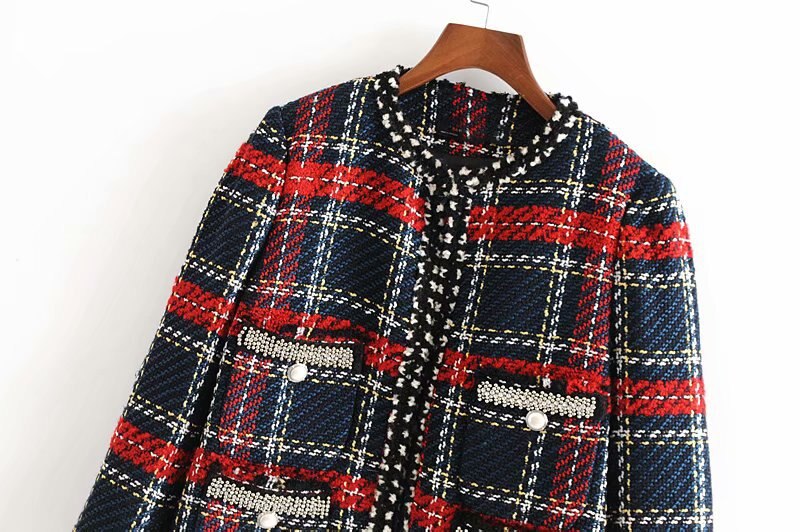 Automne-Tweed-veste-femmes-o-cou-Tweed-manteau-boutons-Slim-l-gant-femmes-Tweed-vestes-Casaco