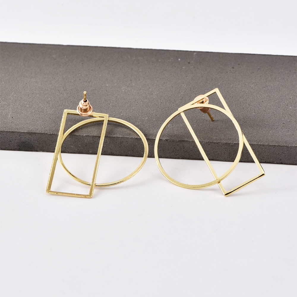 New-Ear-Studs-Fashion-Personality-Simple-Round-Square-Geometry-Joker-Women-s-Ear-Accessories-Hot-Sale