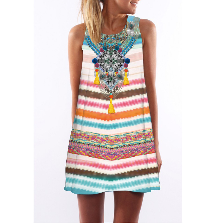2018-Robe-D-t-Imprim-floral-Boho-Robes-Pour-Femmes-Casual-Plage-Robe-Sans-Manches-Flamant