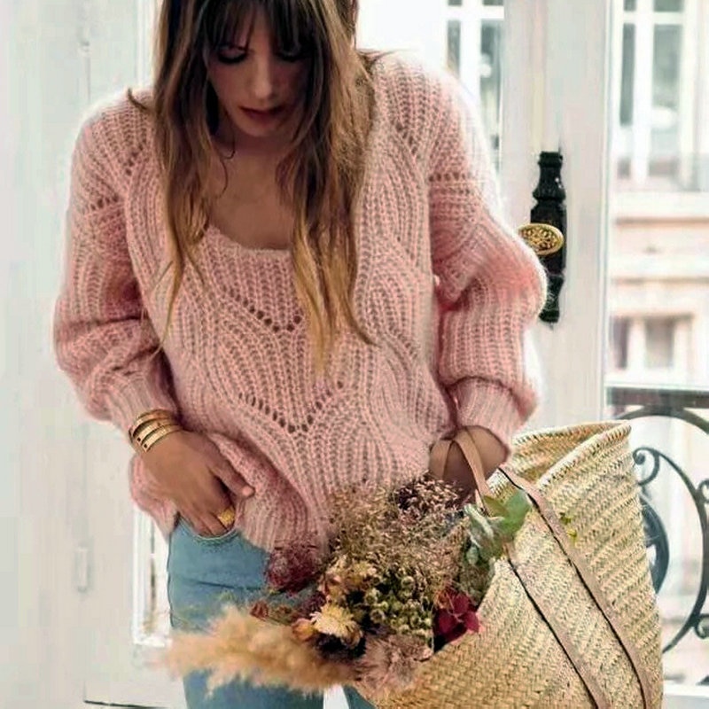 Nouveau-femmes-tricot-couleur-avant-et-apr-s-deux-porter-chandail-Crochet-d-contract-creux-automne