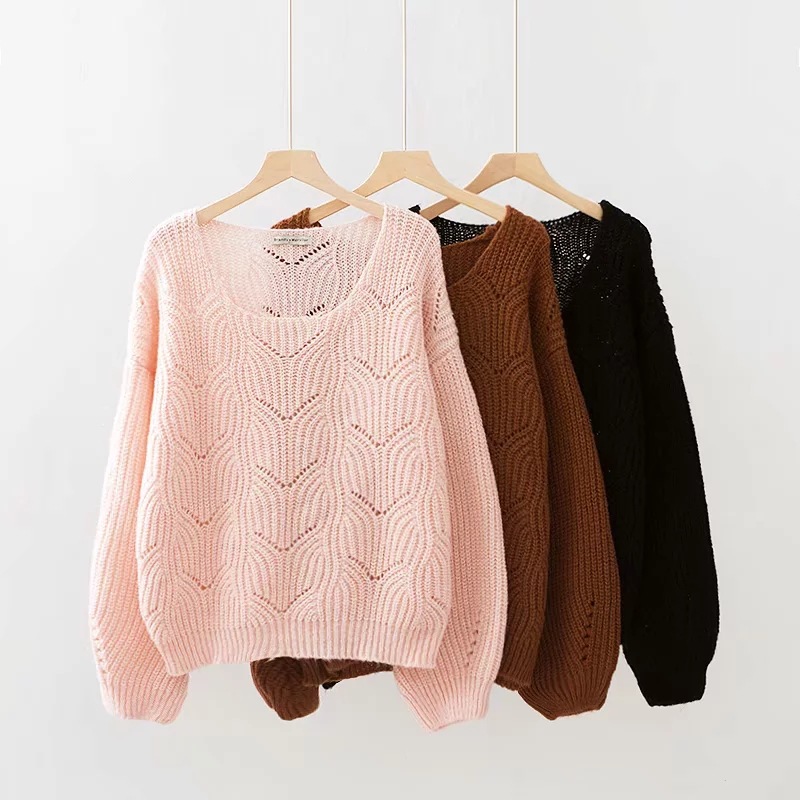 Nouveau-femmes-tricot-couleur-avant-et-apr-s-deux-porter-chandail-Crochet-d-contract-creux-automne