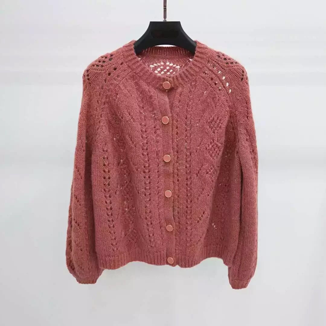 Super-Chic-Mario-pull-Cardigan-automne-hiver-femmes-pull-laine-Mohair-pull-over-avec-boutons