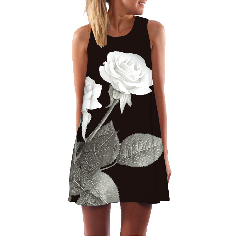 2018-Robe-D-t-Imprim-floral-Boho-Robes-Pour-Femmes-Casual-Plage-Robe-Sans-Manches-Flamant