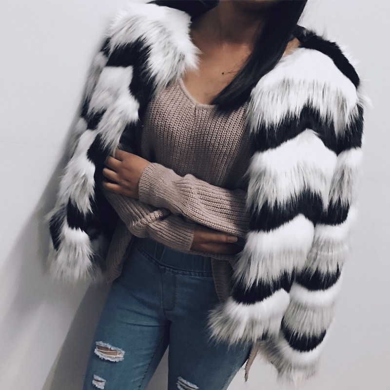 Poilu-moelleux-fourrure-manteau-femmes-hiver-paissir-chaud-veste-manches-longues-o-cou-Slim-contraste-couleur