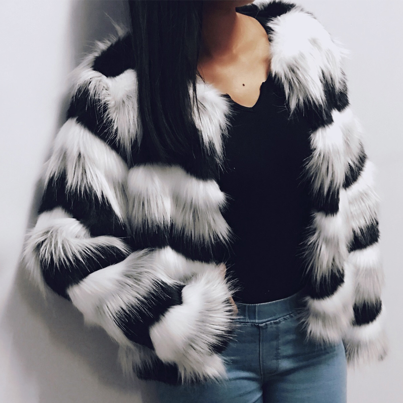 Poilu-moelleux-fourrure-manteau-femmes-hiver-paissir-chaud-veste-manches-longues-o-cou-Slim-contraste-couleur